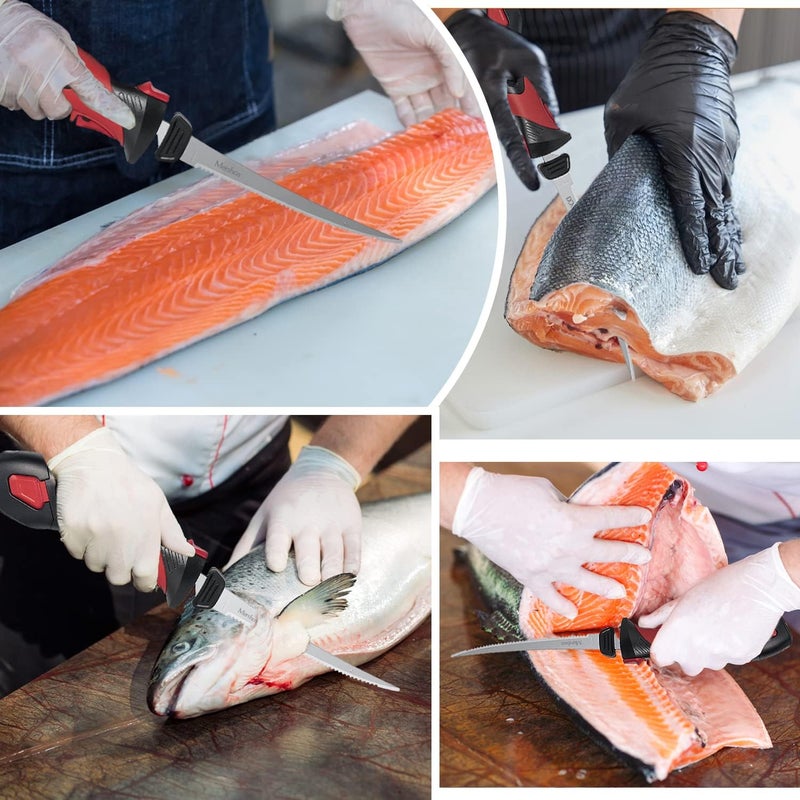 Mershca Cordless Electric Fillet Knife, with 5 Ti-Nitride S.S. Coated Non-Stick Reciprocating Blades & Cooling Hole Non-Slip Grip Handle & Practical handbag, Rechargeable Electric Knife for Fishing - Image 2